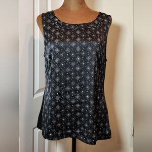 Ann Taylor Women's Black Patterned Sleeveless Top